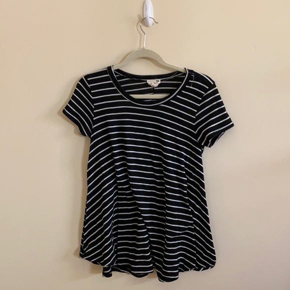 Black White LA Hearts Striped Shirt Dress - Picture 1 of 5